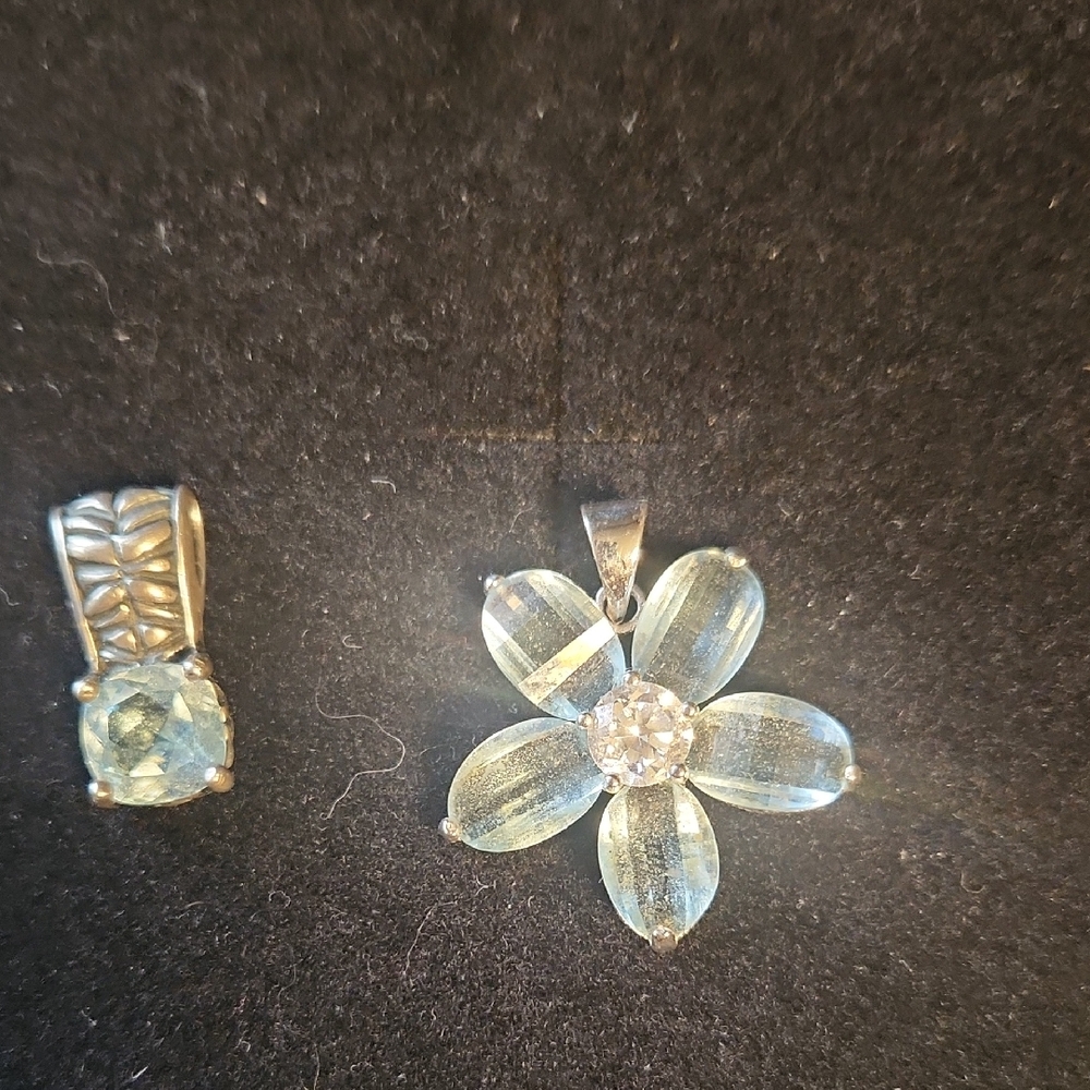 Elegant Silver Flower Pendant with Blue Accents
